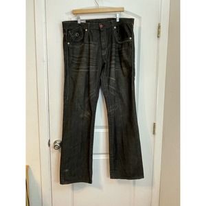 Parish Nation Black Baggy Button Fly Straight Leg Skater Jeans 38x34